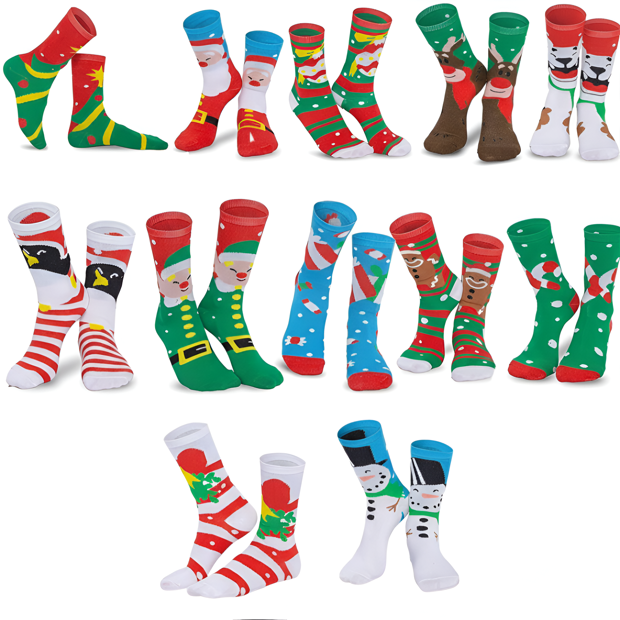 12 Pair Christmas Holiday Sock Collection