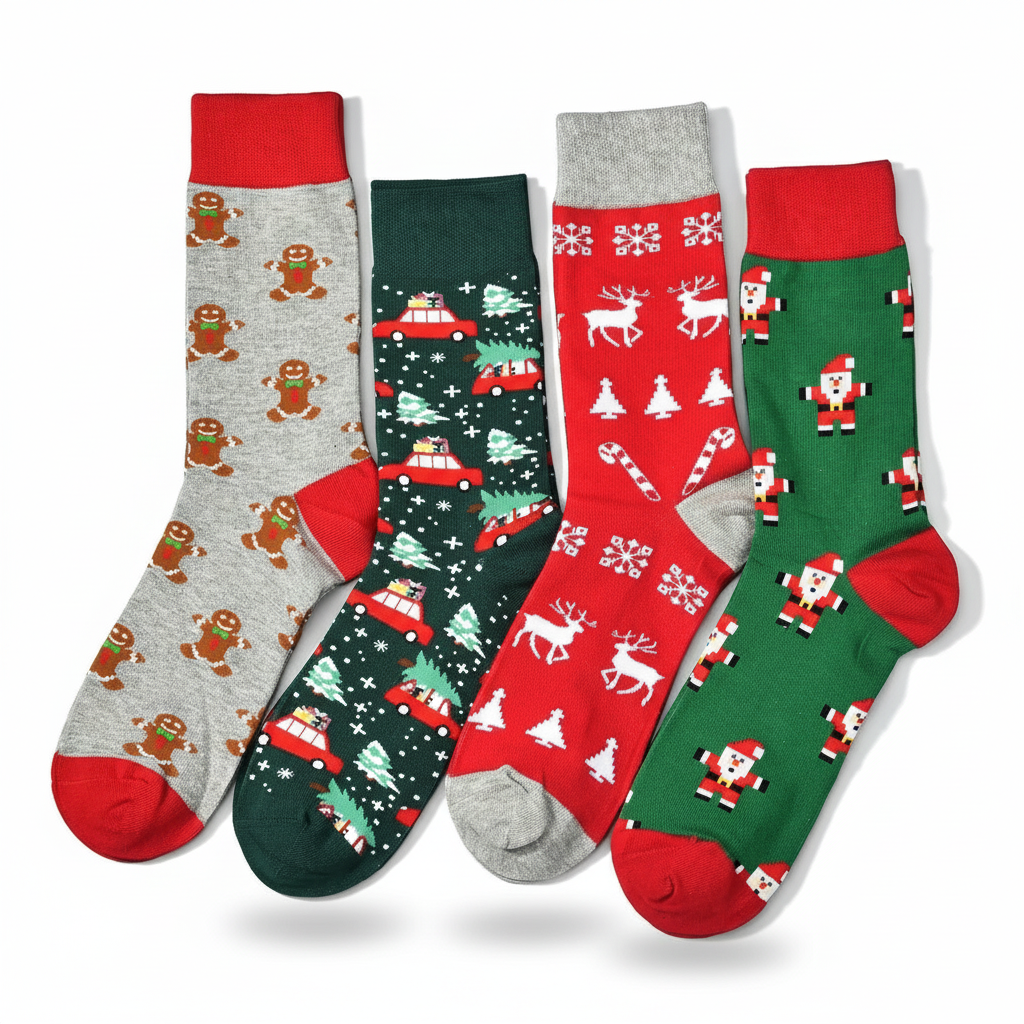 4 Pair Christmas Socks For Men
