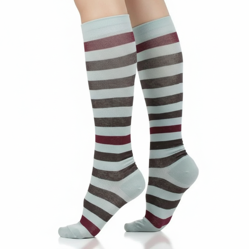 Thick Stripe Wool Knee High Compression Socks