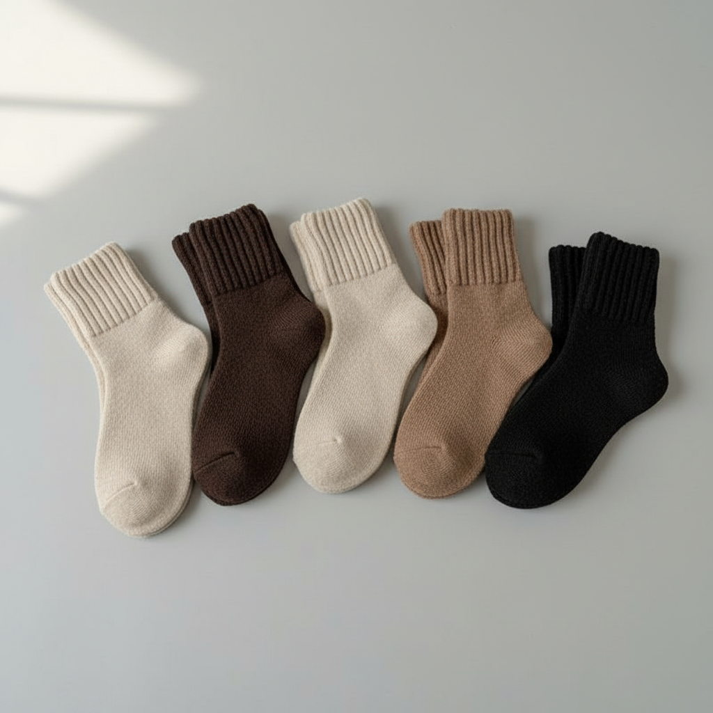 Pack of 5 Solid Mid Calf Knit Warm Socks