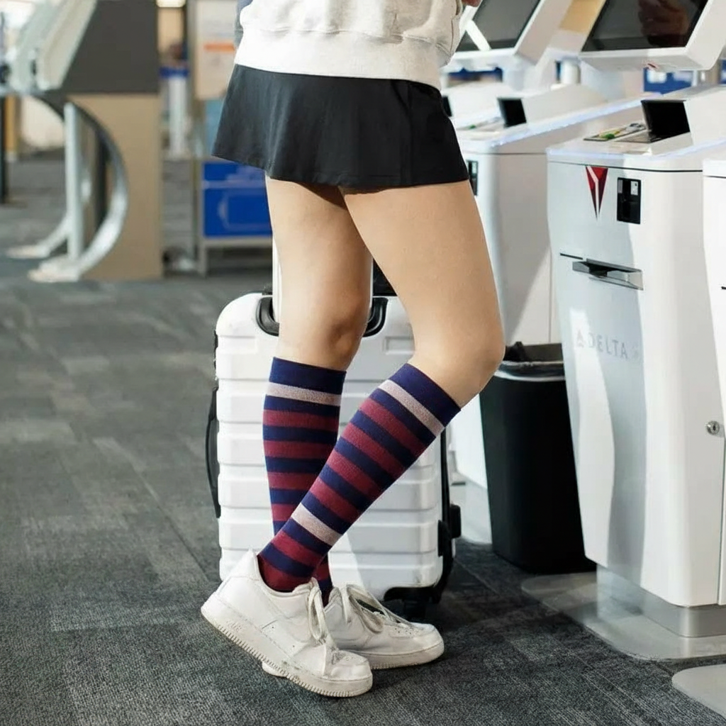 Thick Stripe Wool Knee High Compression Socks