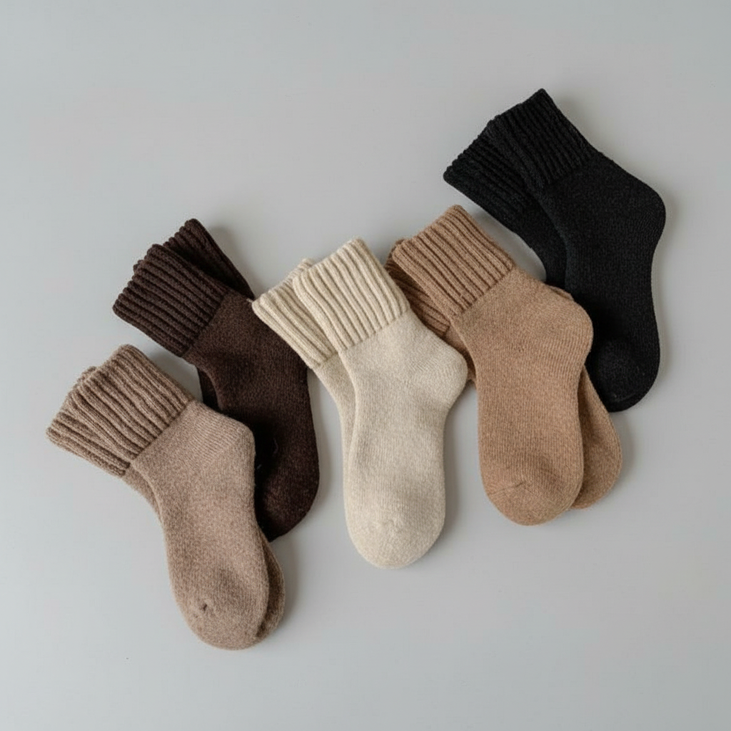 Pack of 5 Solid Mid Calf Knit Warm Socks