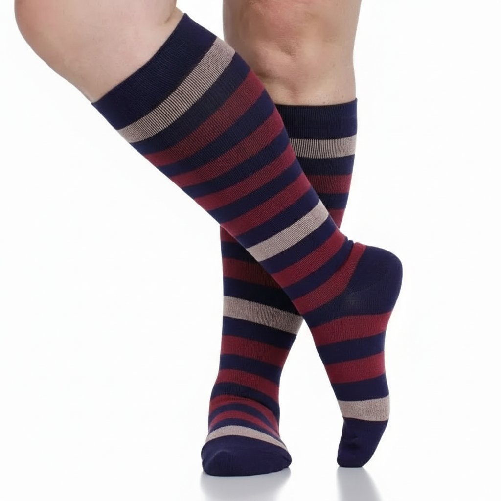 Thick Stripe Wool Knee High Compression Socks