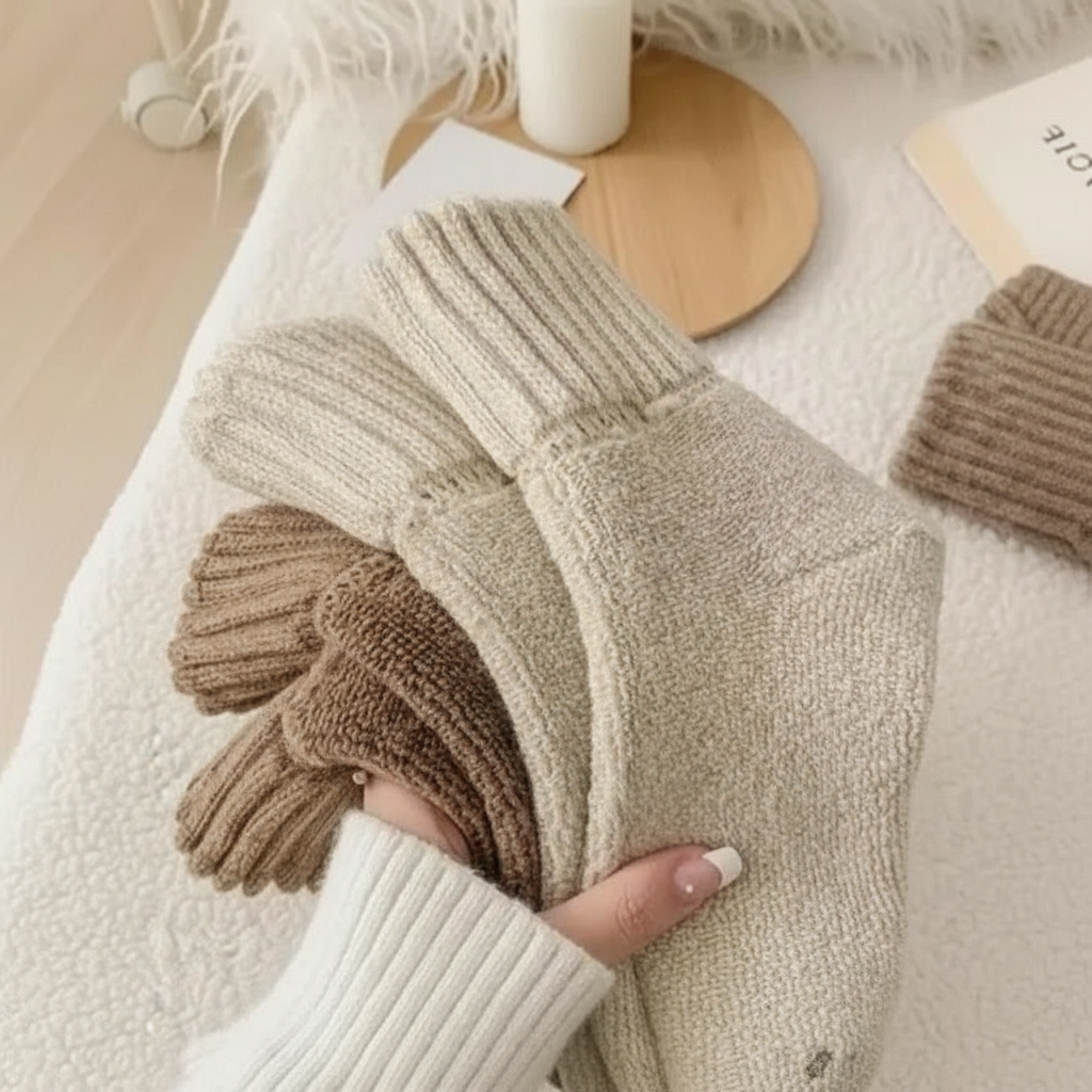 Pack Of 5 Solid Mid Calf Soft Warm Socks For Women