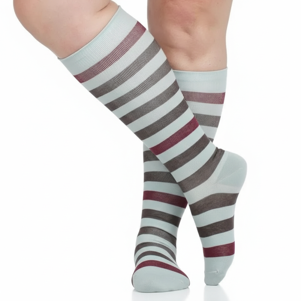 Thick Stripe Wool Knee High Compression Socks