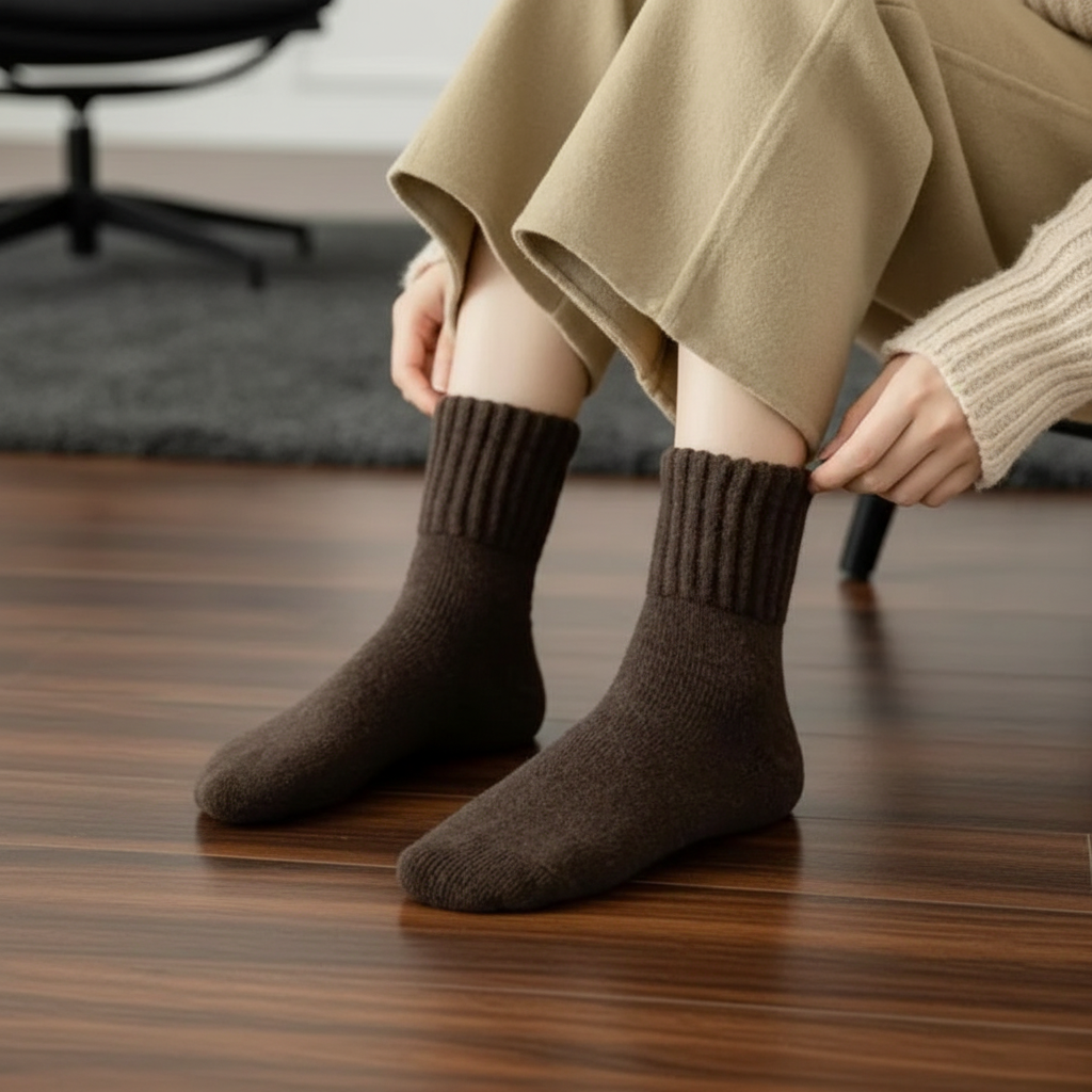 Pack of 5 Solid Mid Calf Knit Warm Socks