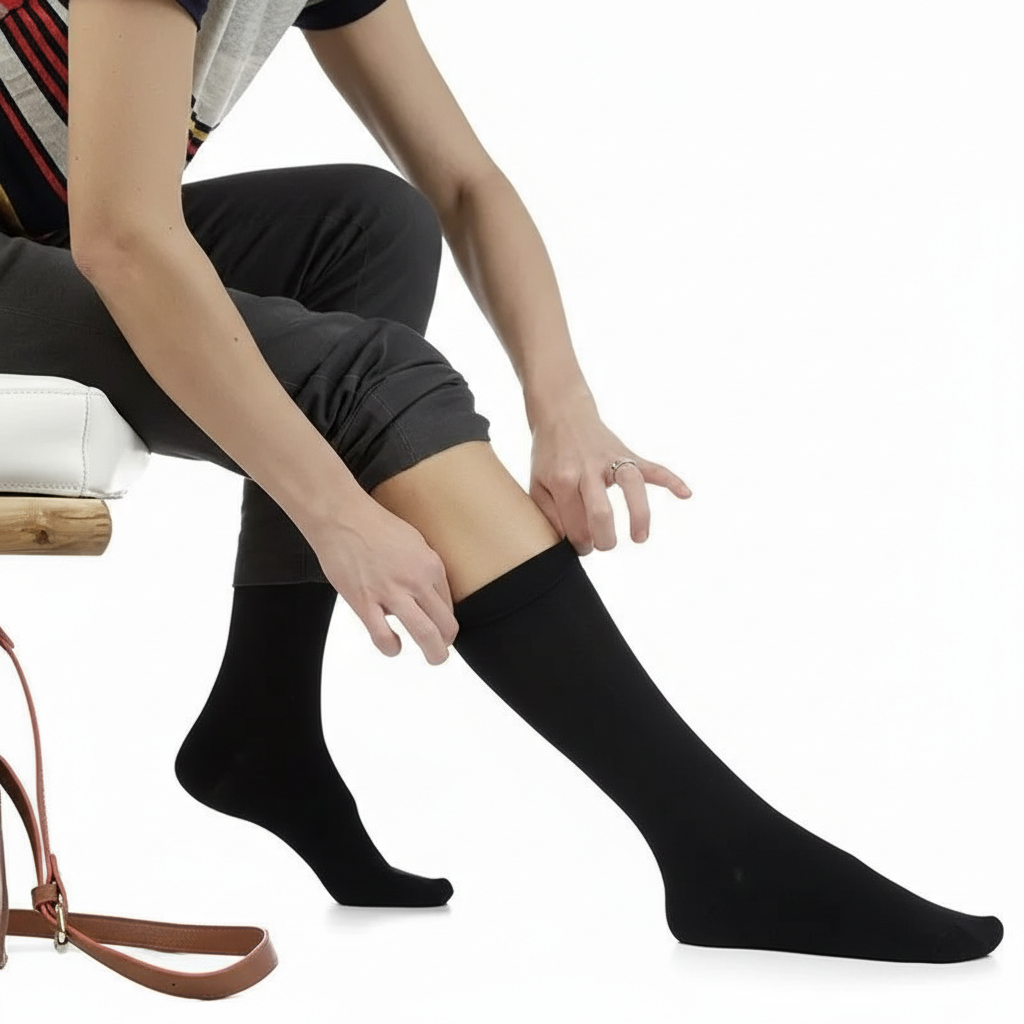 Solid Black Knee-High Compression Socks