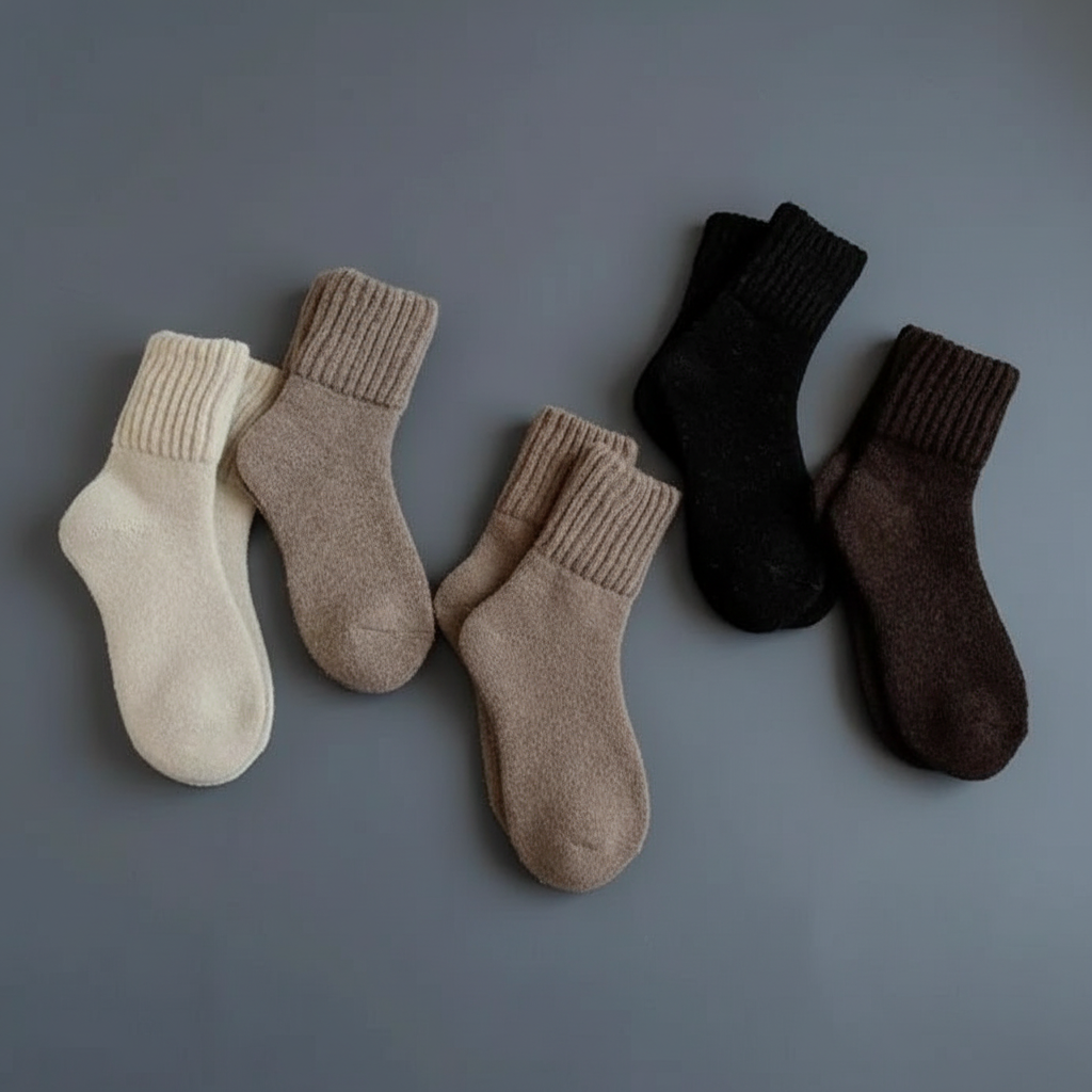 Pack of 5 Solid Mid Calf Knit Warm Socks