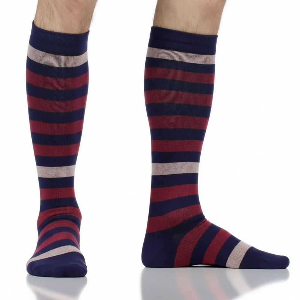 Thick Stripe Wool Knee High Compression Socks