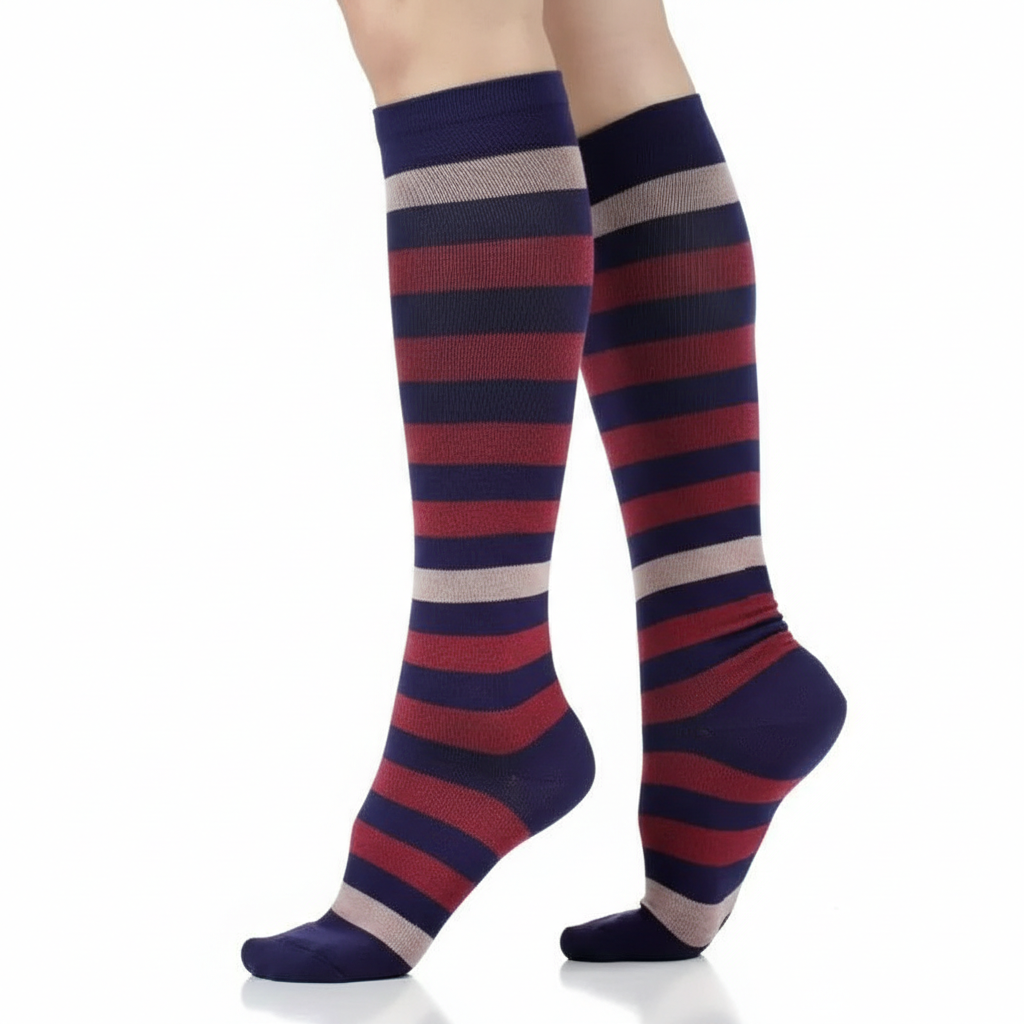 Thick Stripe Wool Knee High Compression Socks