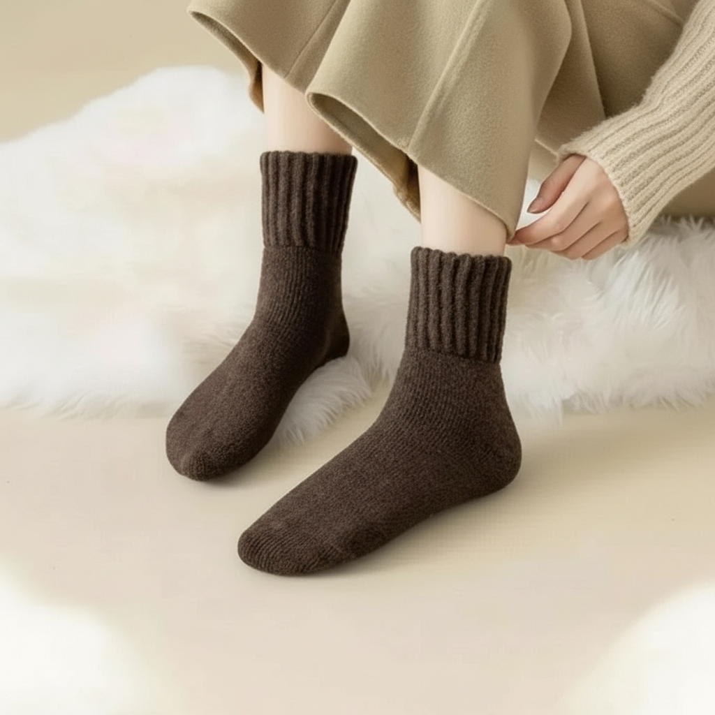 Pack Of 5 Solid Mid Calf Soft Warm Socks For Women
