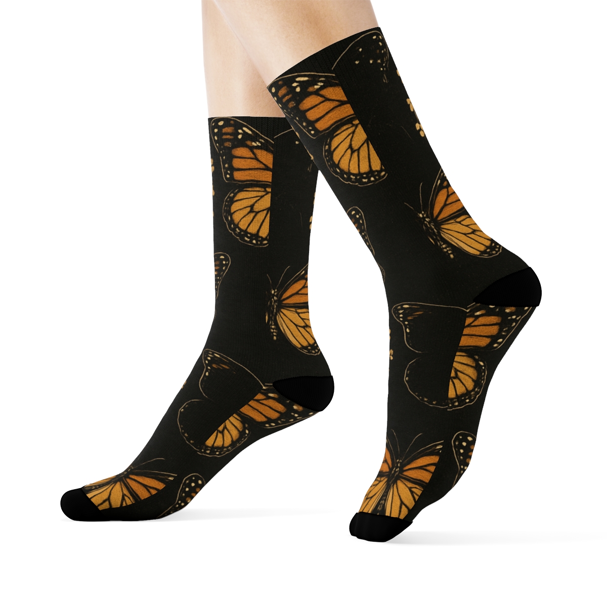 Chrysalis Garland Border On Night Garden Black comfortable cotton crew socks
