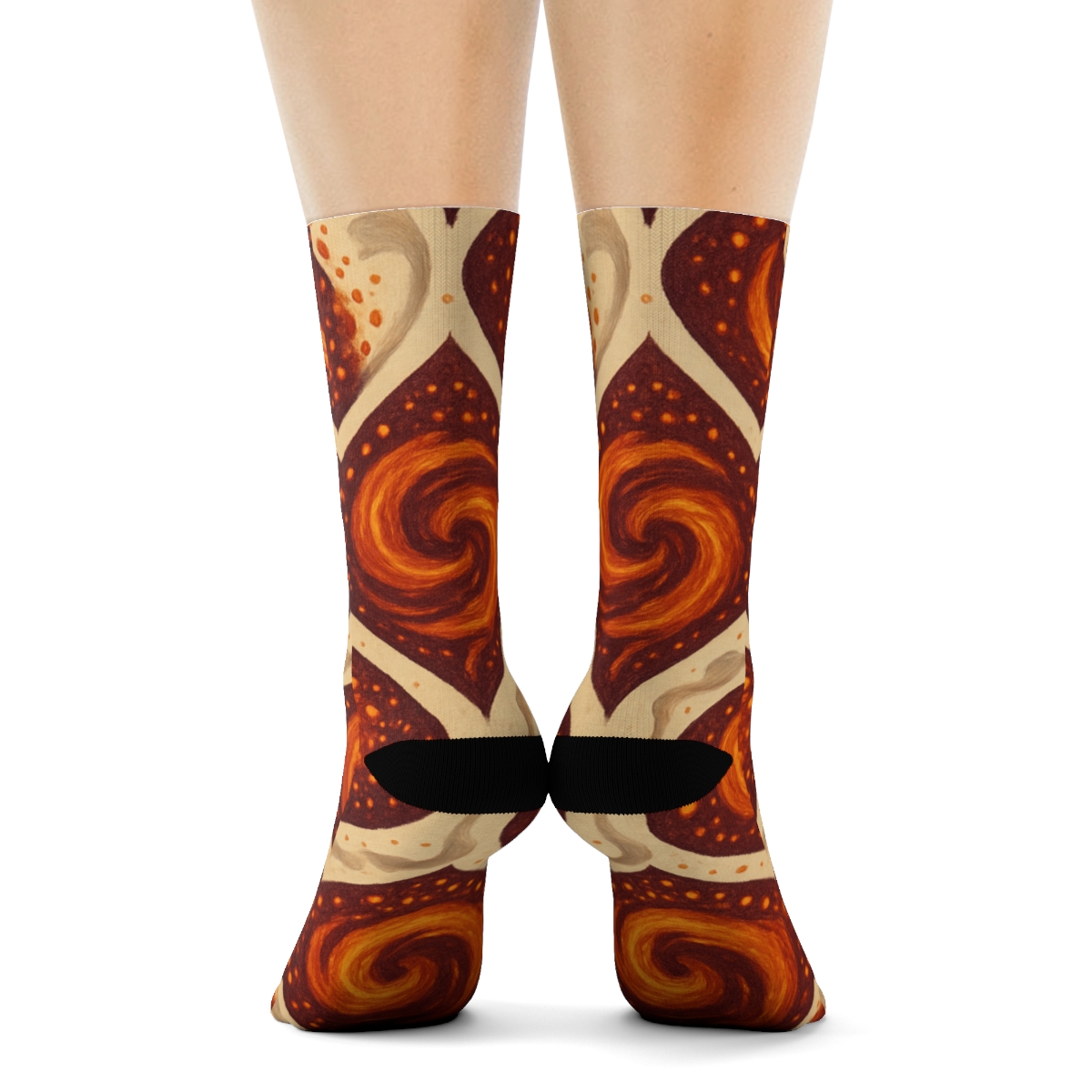 Molten Ember Mosaic On Warm Ivory Background comfortable cotton crew socks