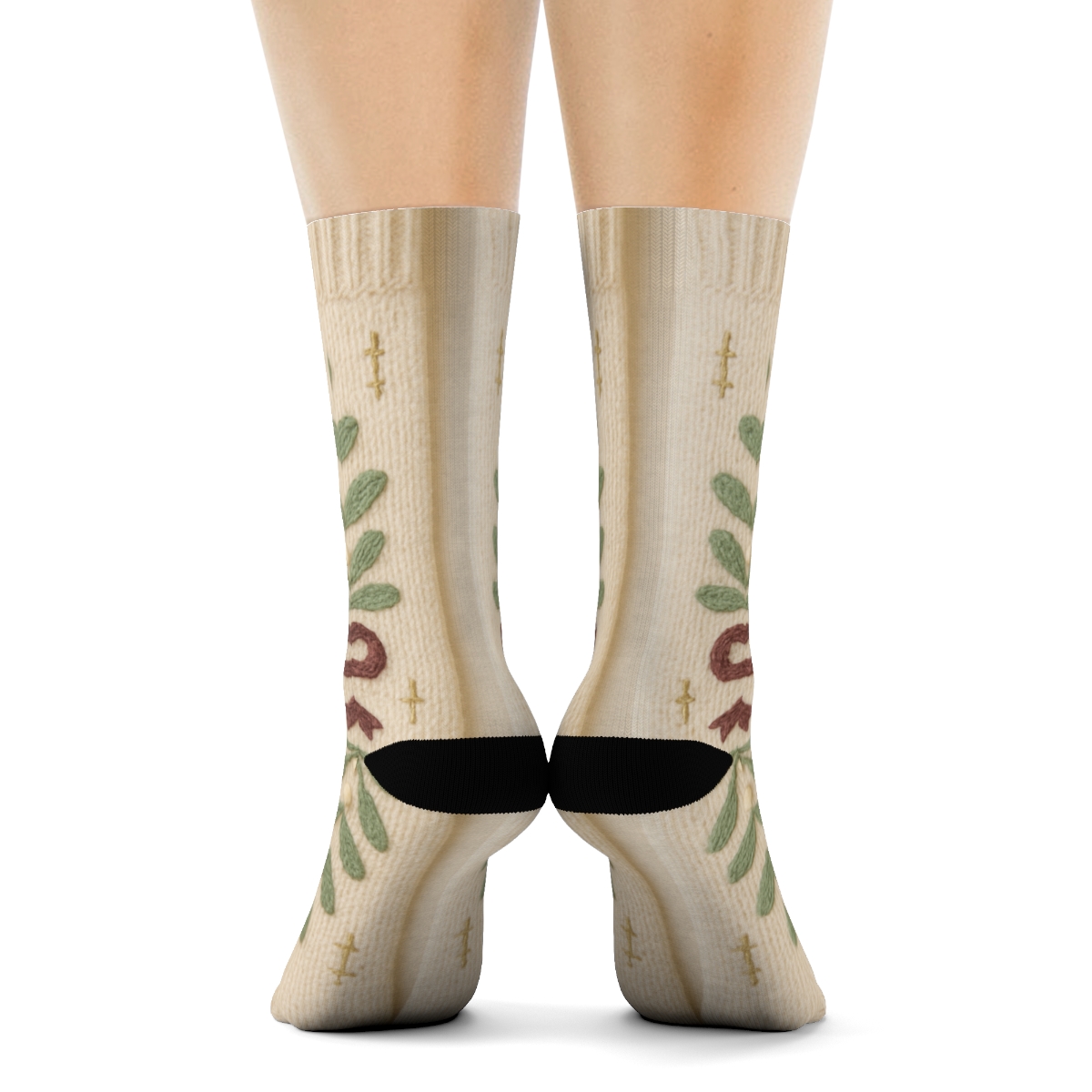 Mistletoe Mirror Bouquet Pair premium sports crew socks