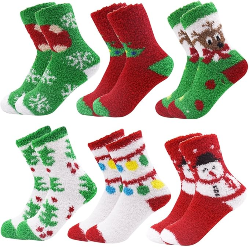 Christmas Fuzzy Socks Holiday Theme Set