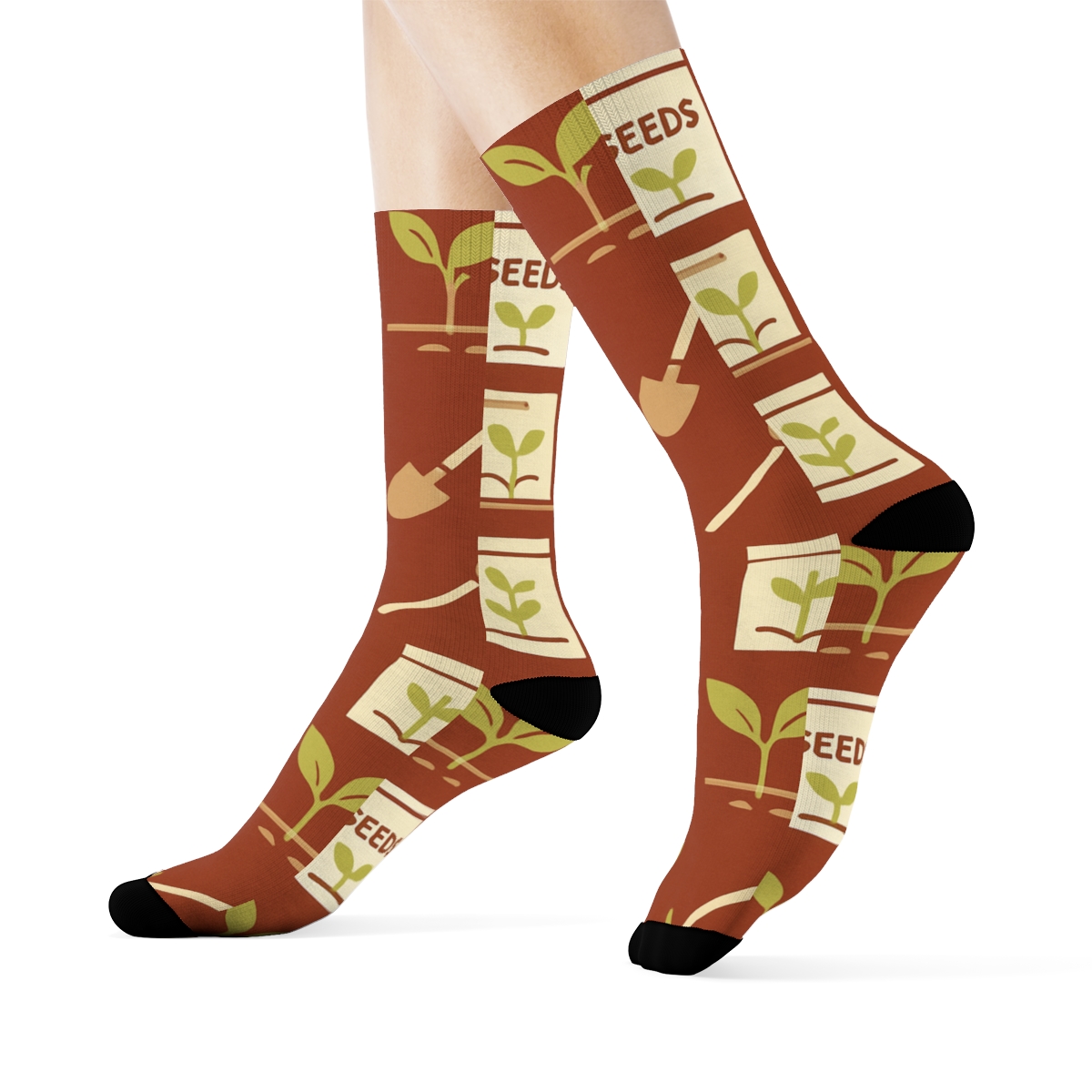 Garden Rows With Farmer Tools personalized crew socks