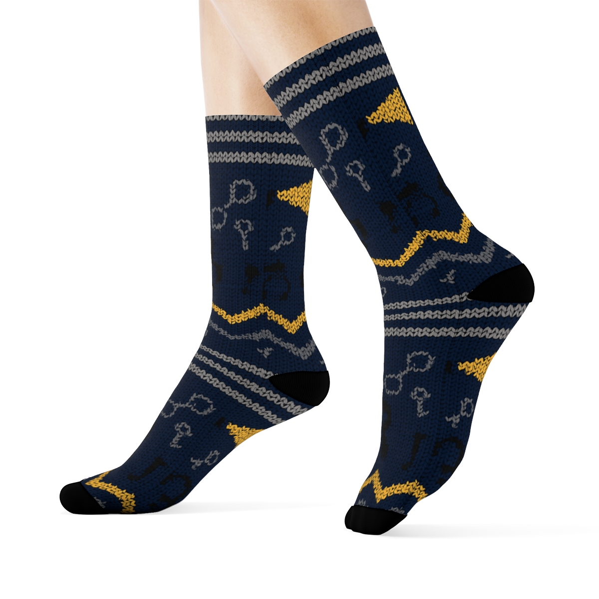 Prison Officer Stripe Bands In Knitted Illusion designer printed crew socks