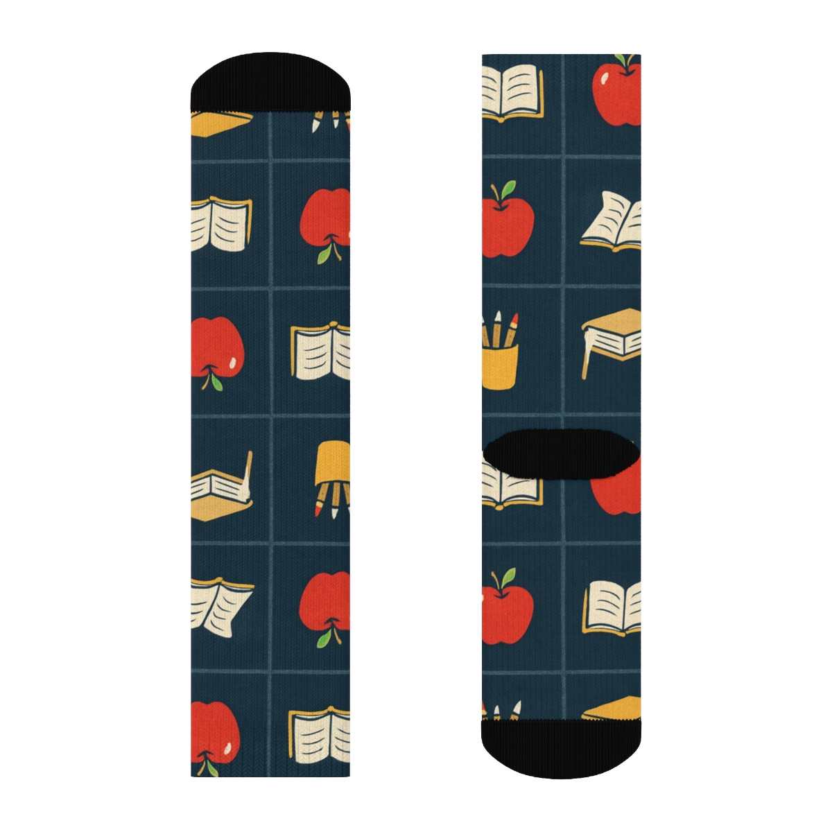Classroom Constellation Grid With Teacher Motifs trendy patterned crew socks