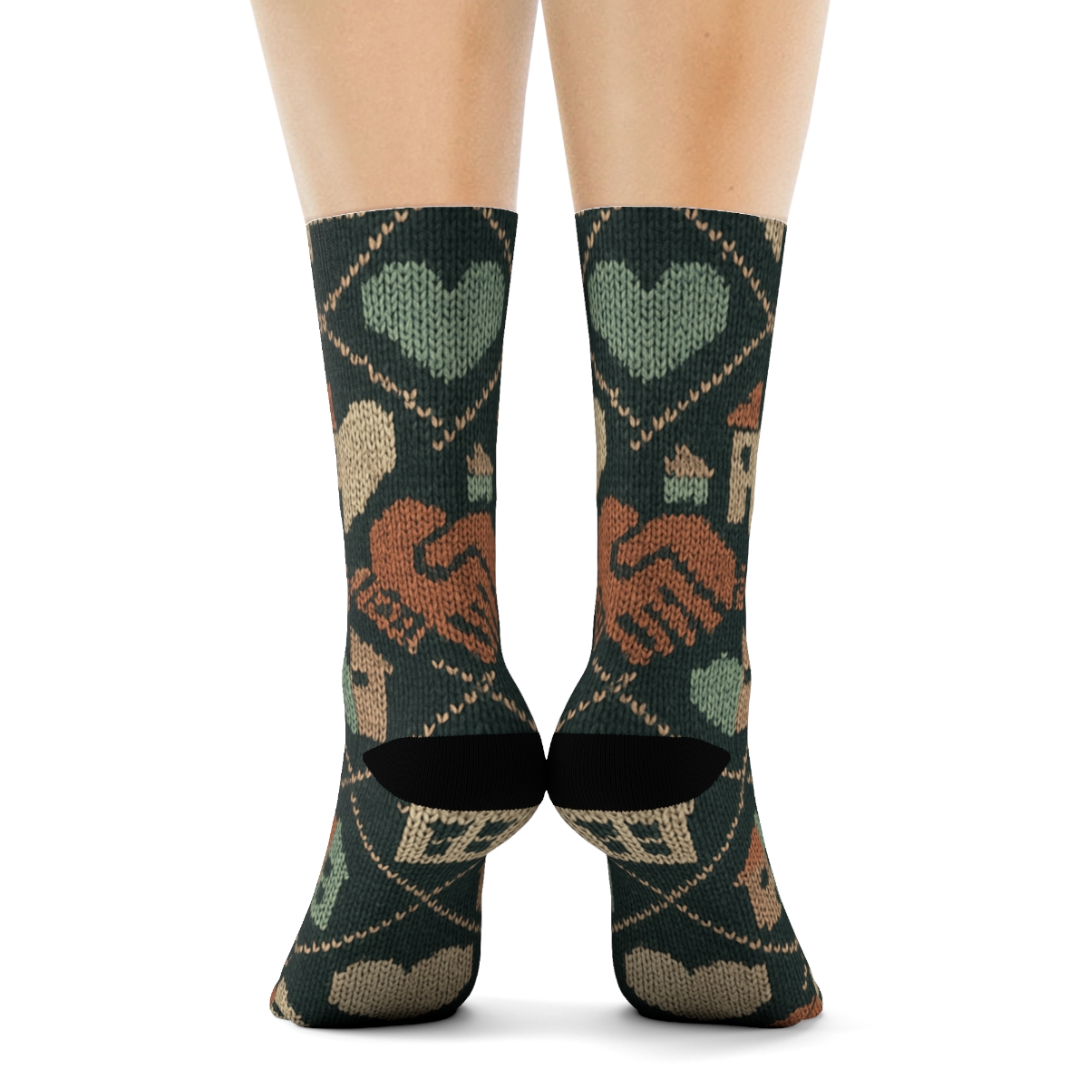 Social Worker Knitwork Lattice Of Helping Hands premium sports crew socks