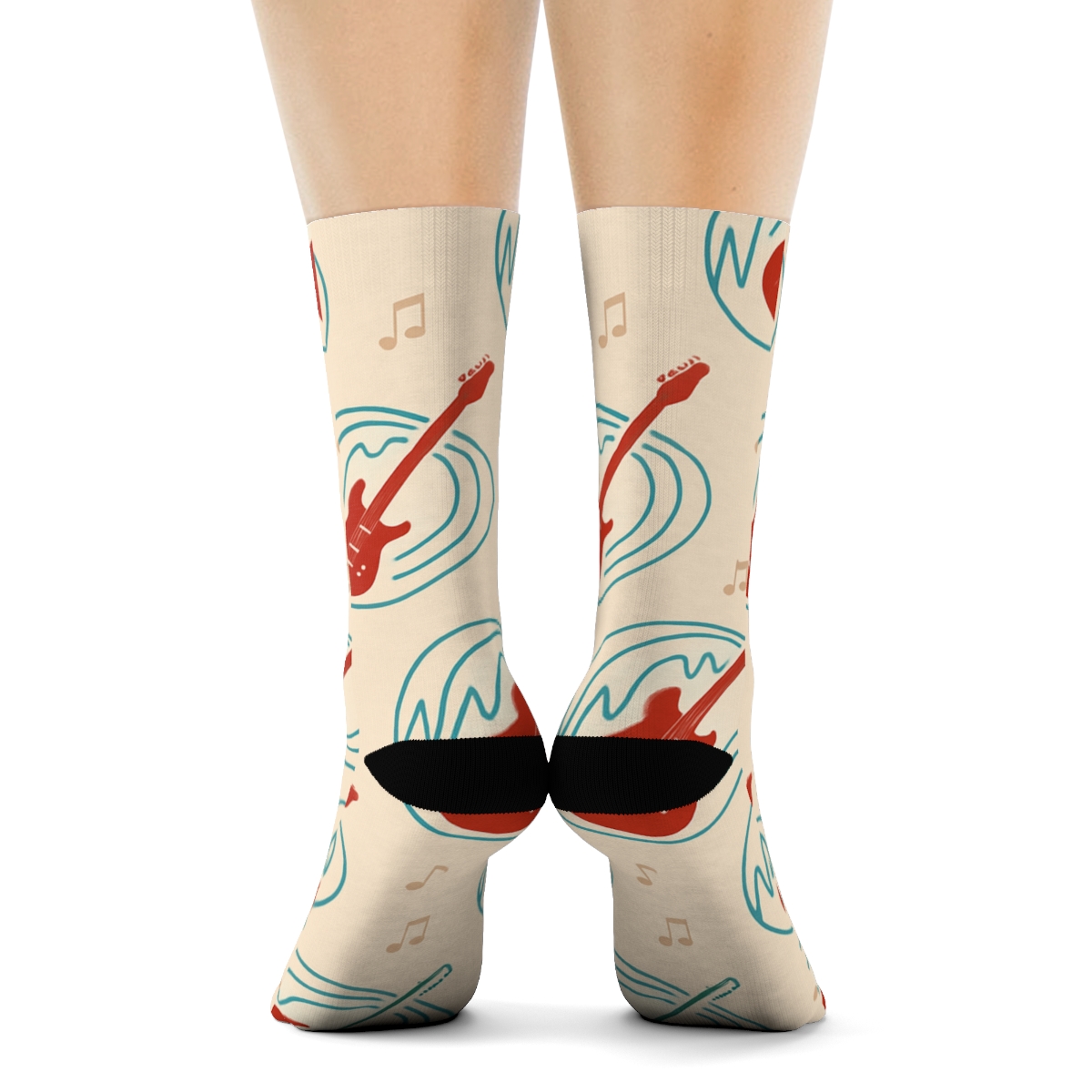 Sound Wave Lattice With Guitar Silhouettes custom crew socks