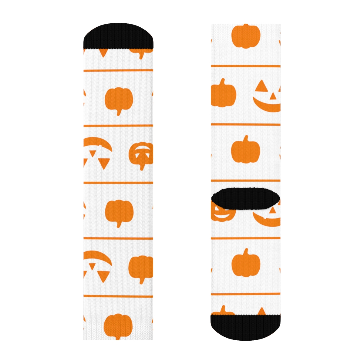 Carved Pumpkin Smile Stripe Repeat On White Background premium sports crew socks