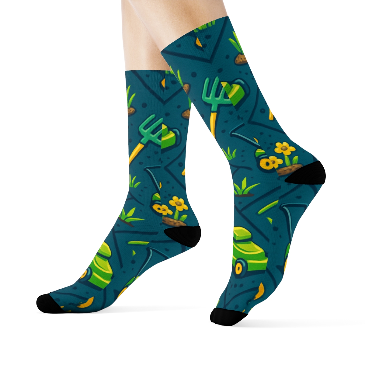 Groundskeeper-Grade Lawn Party Tool Tessellation custom crew socks