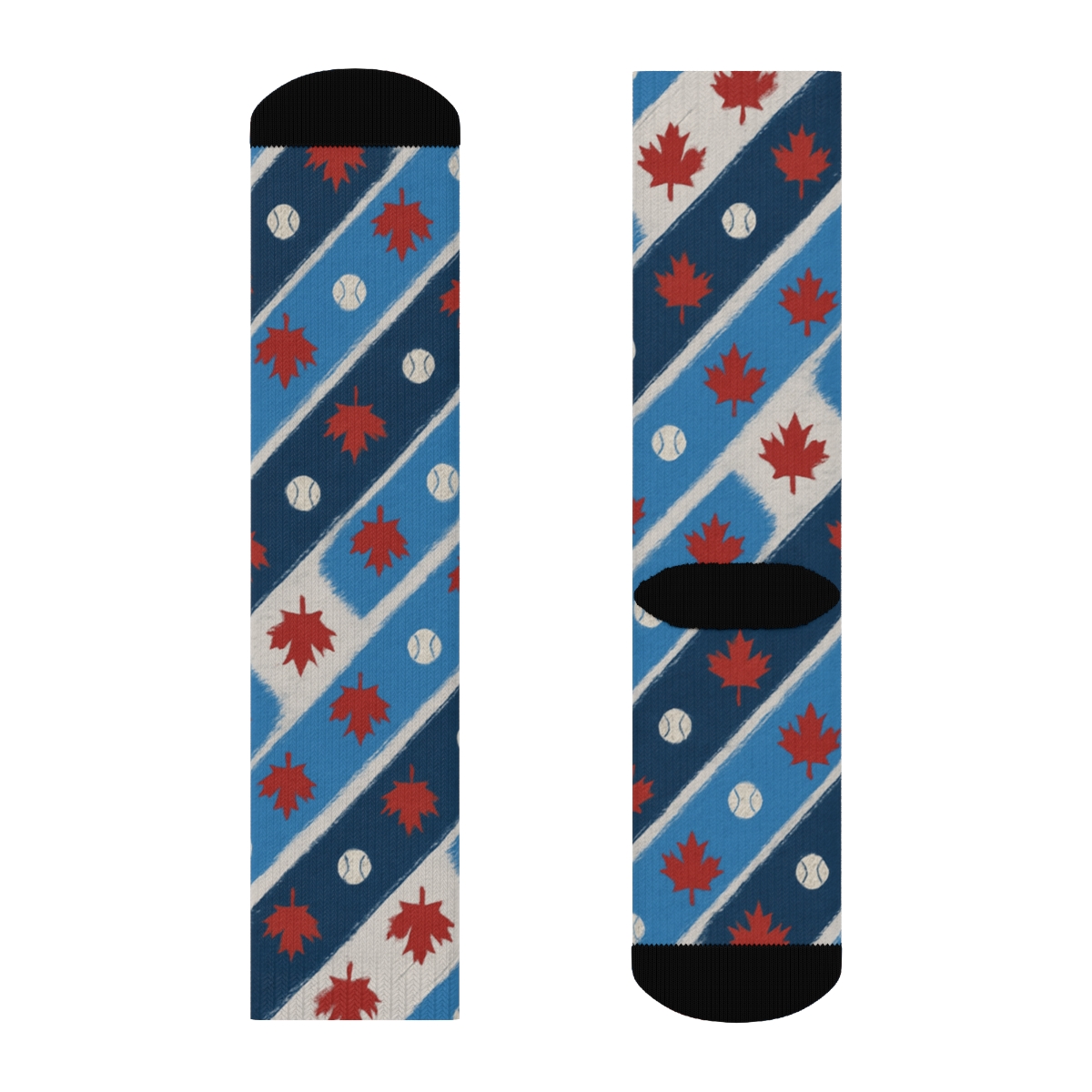 Maple Chevron With Blue Jays Accent soft everyday crew socks