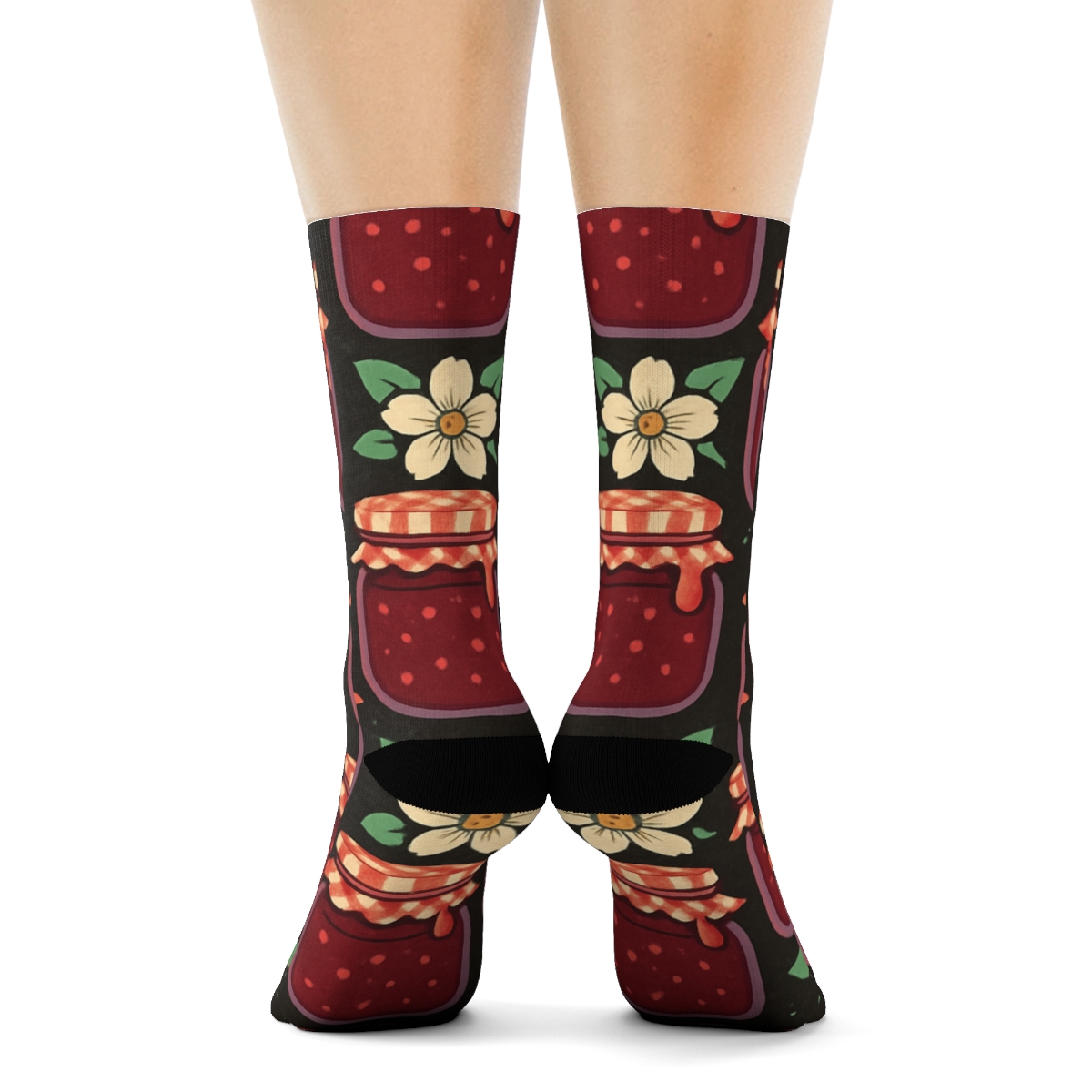 Strawberry Jam Constellation Tiles On Charcoal Background premium sports crew socks