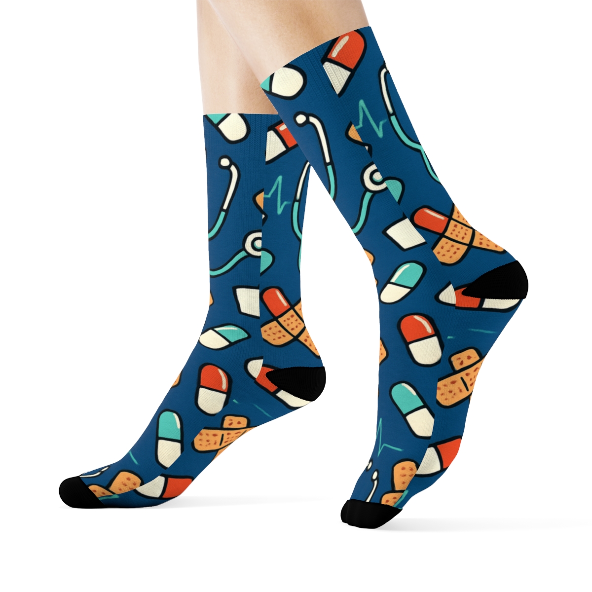 Scrub Constellation Tiling Nurse designer printed crew socks
