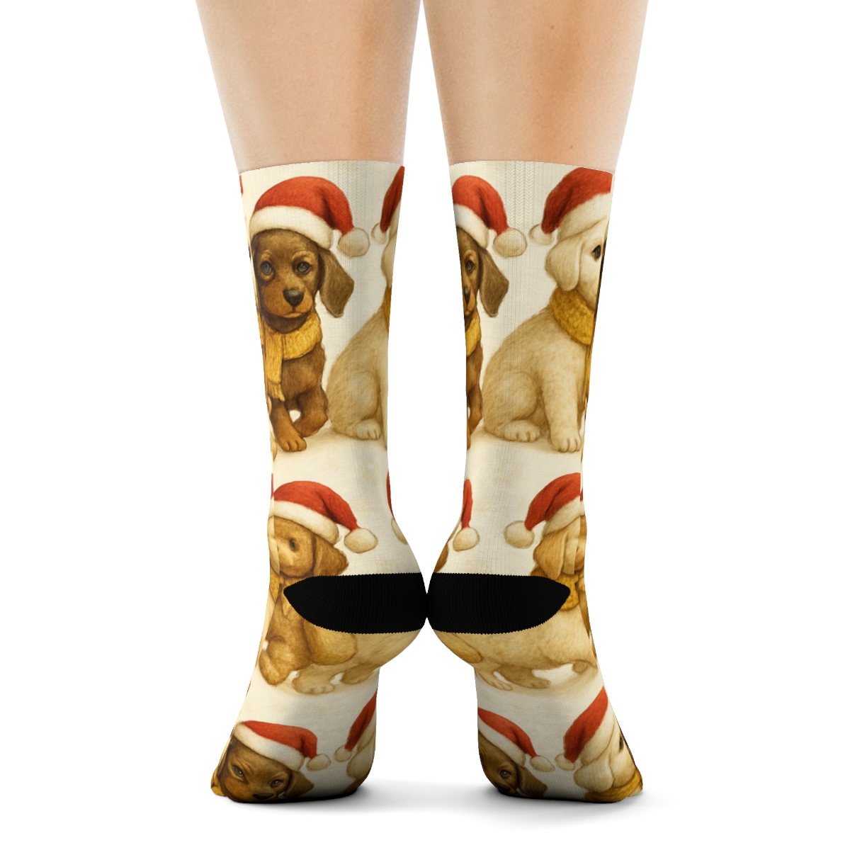 Holiday Puppy Parade Midline stylish athletic crew socks