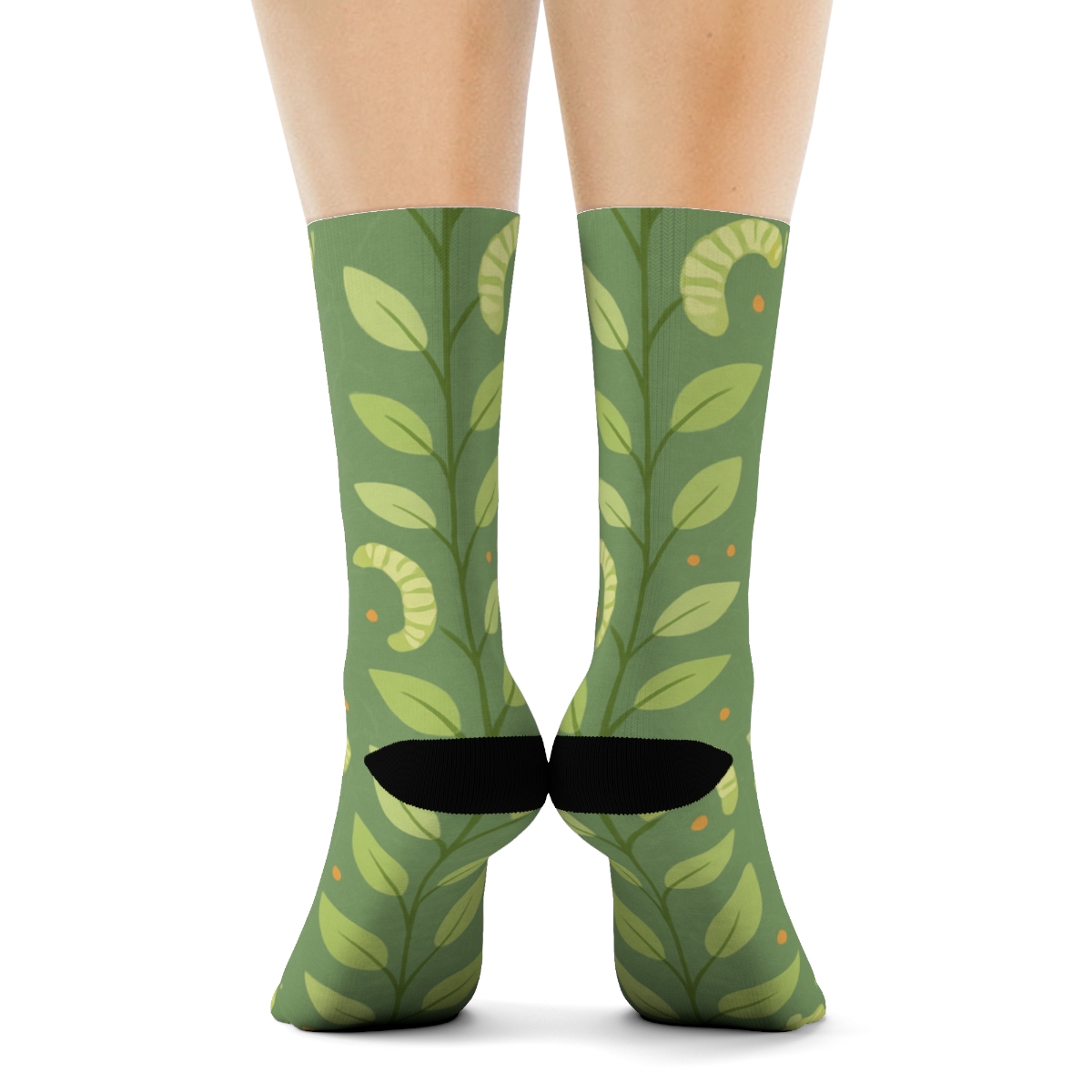 Chrysalis Stripe Lattice On Sage Green Background designer printed crew socks