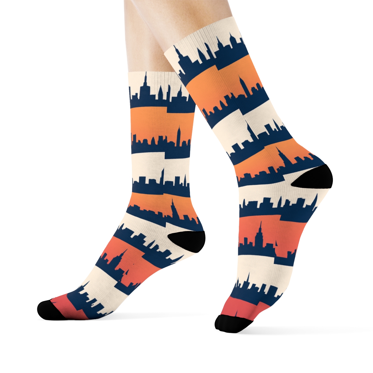 Sunset City Skyline Tour Guide Edition soft everyday crew socks