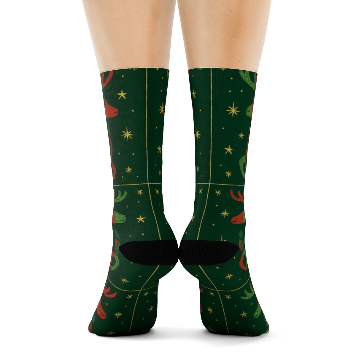 Nordic Reindeer Chess Grid personalized crew socks