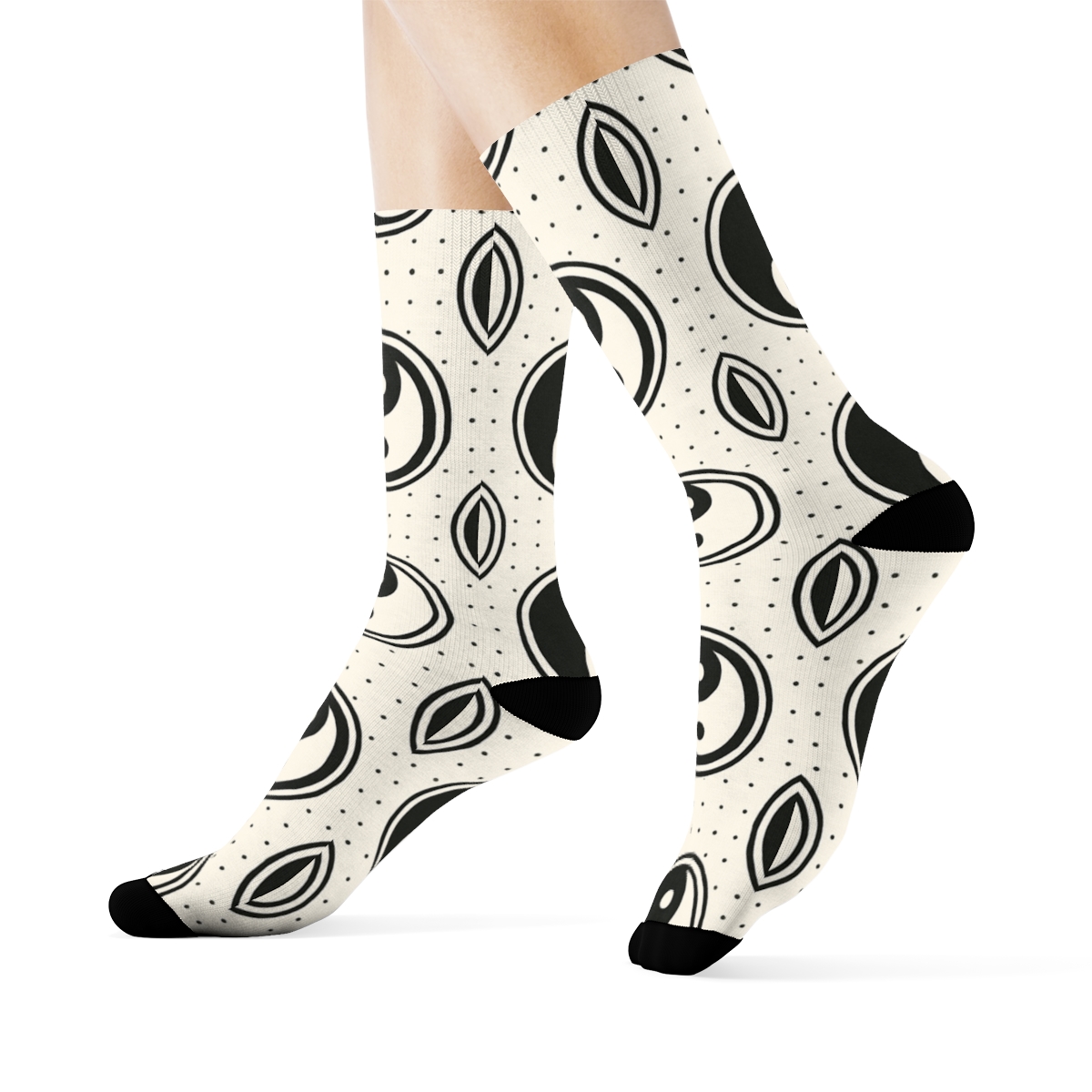 Taijitu Grid On White Field custom crew socks