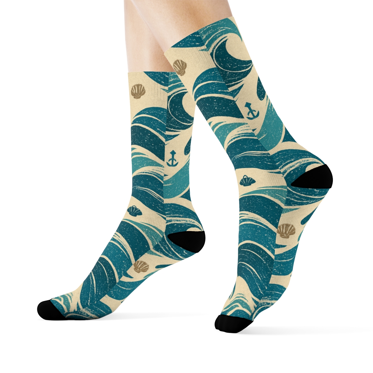 Tidal Chevron Wave Grid premium sports crew socks
