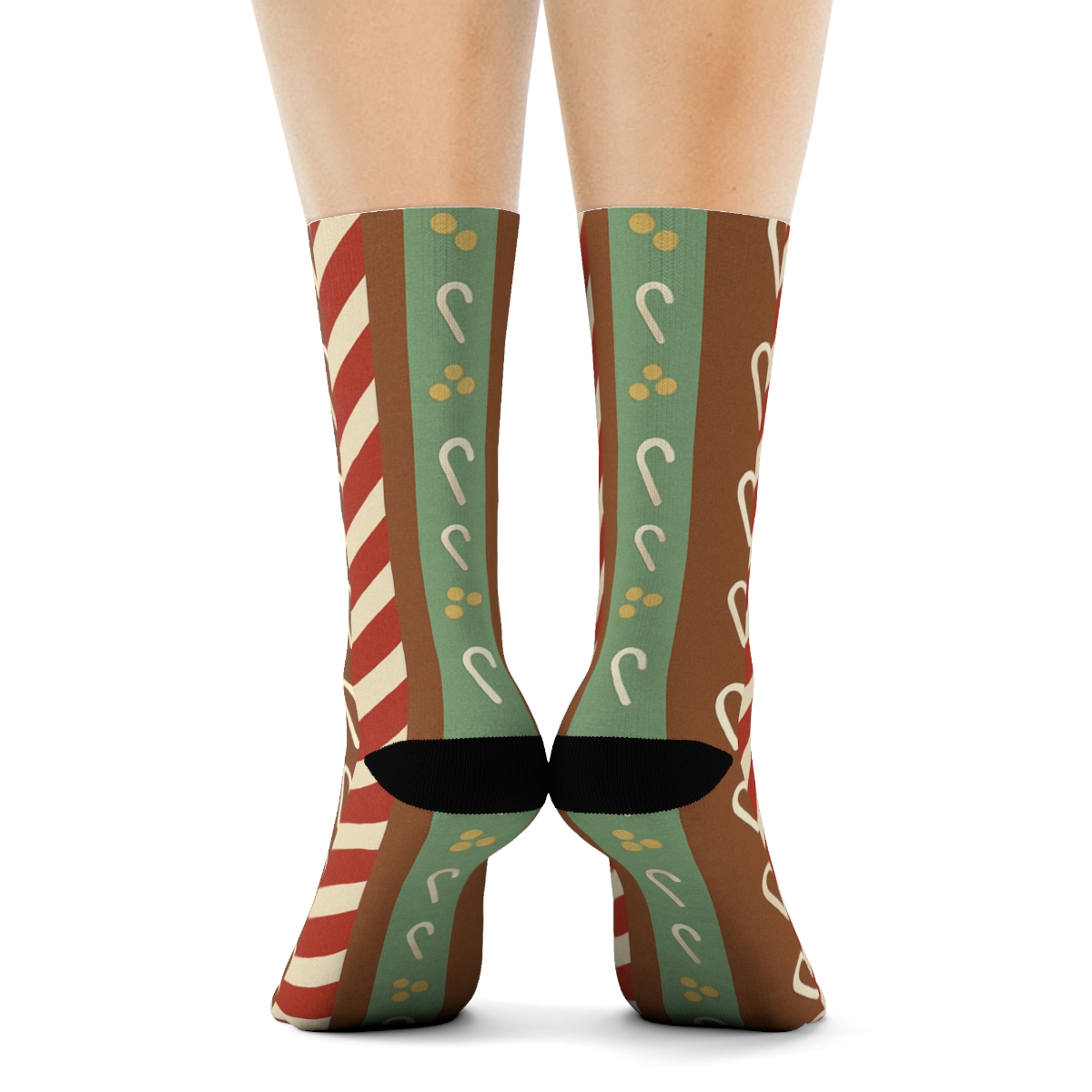 Holiday Stripe Study Candy Canes Edition designer printed crew socks