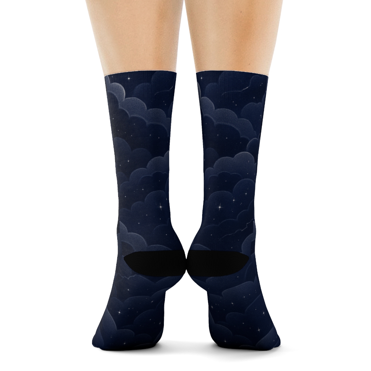 Twilight Starry Cloud Wave On Indigo personalized crew socks