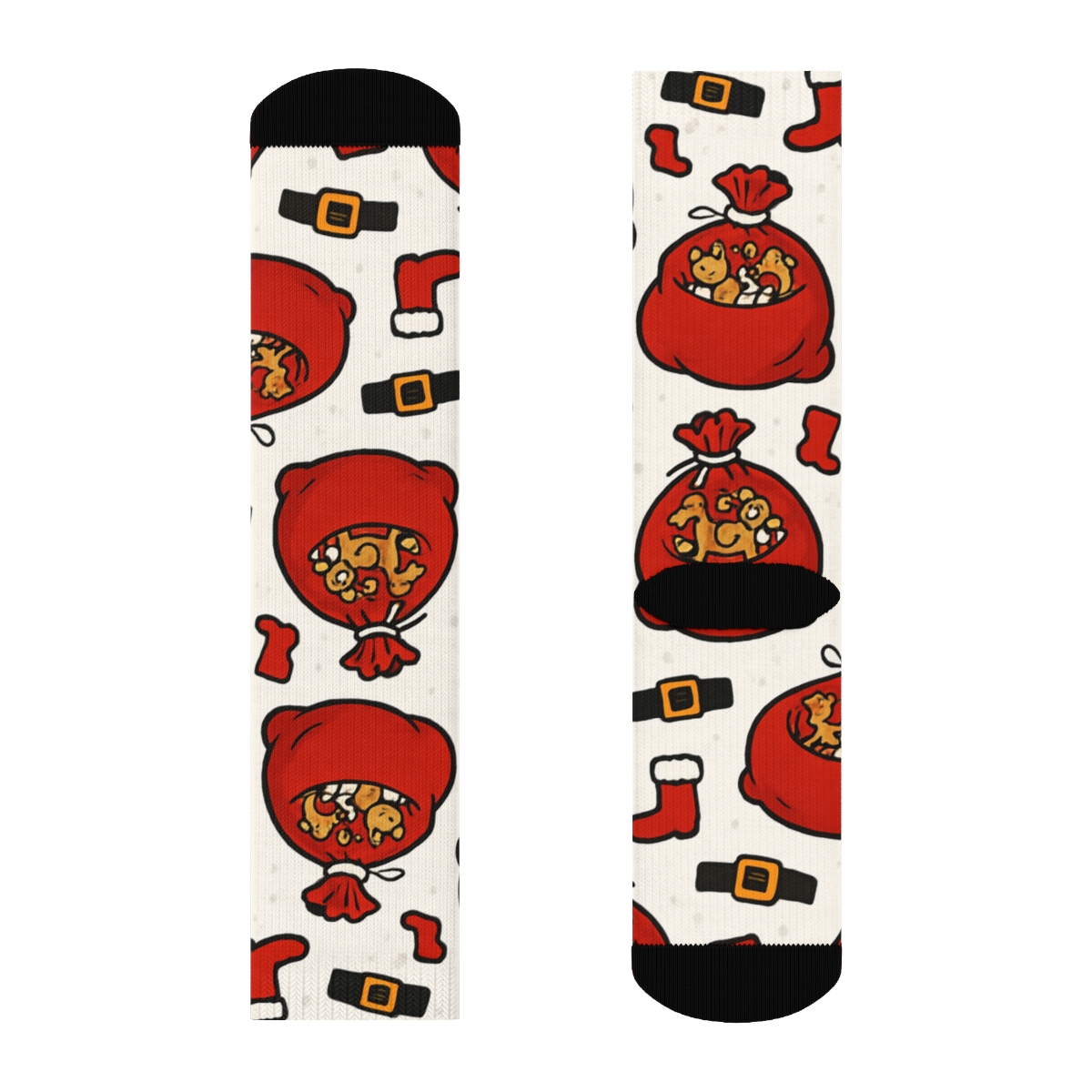 Santa Sack Scatter Pattern unique graphic crew socks