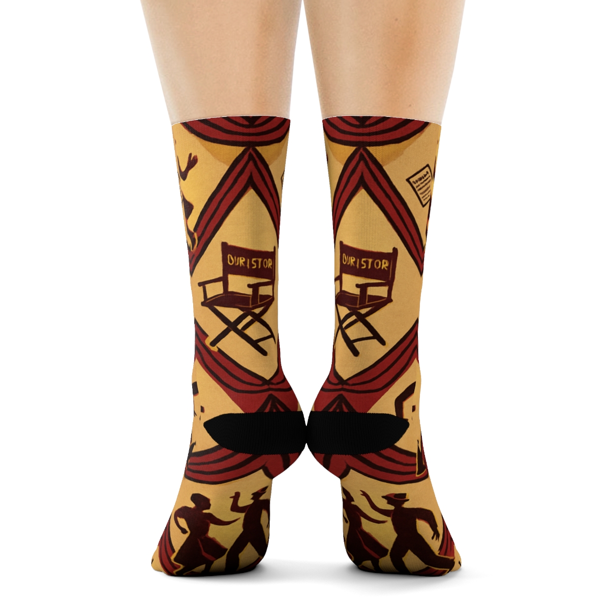 Curtain Lattice With Actor Silhouettes trendy patterned crew socks