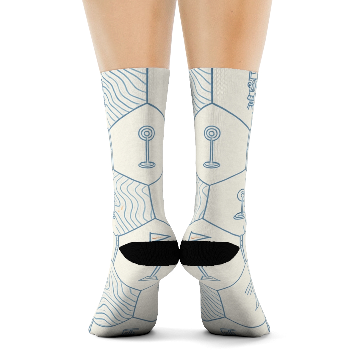 Contour Line Lattice Surveyor Print soft everyday crew socks