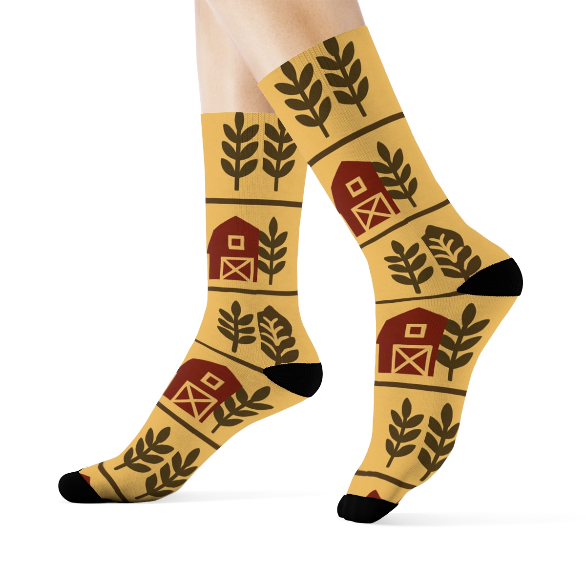 Golden Barn Row Pattern Farmer custom crew socks