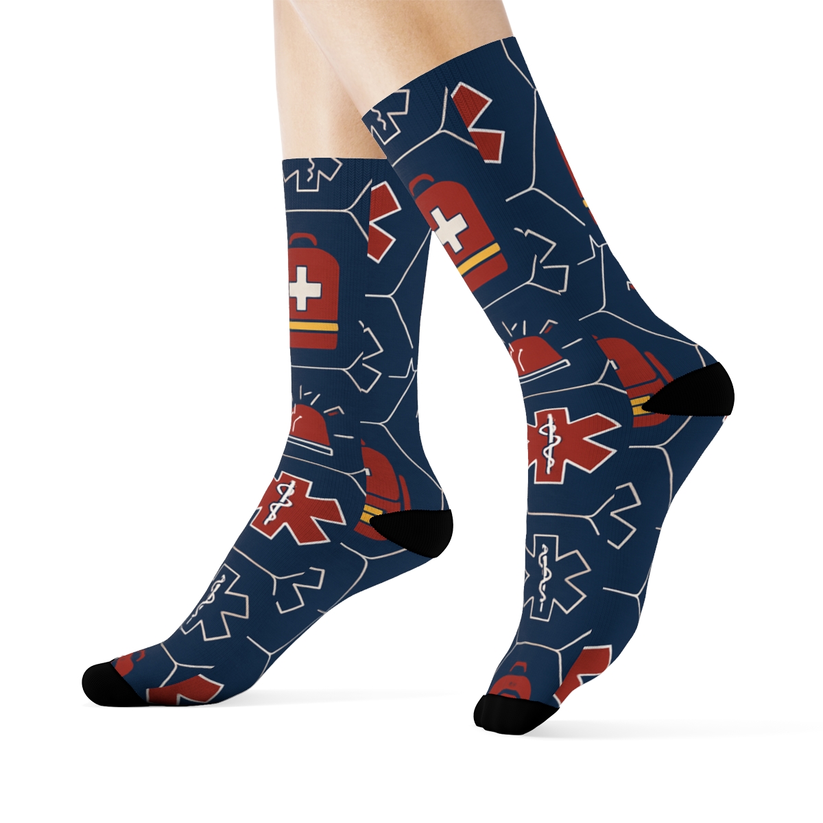 Siren Lattice Paramedic Pattern unique graphic crew socks