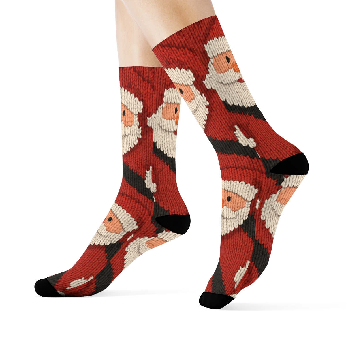 Knitted Santa Suit Illusion Tessellation soft everyday crew socks
