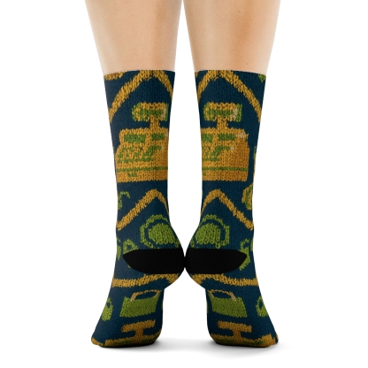 Cashier Knitted Illusion Coin Chevron designer printed crew socks