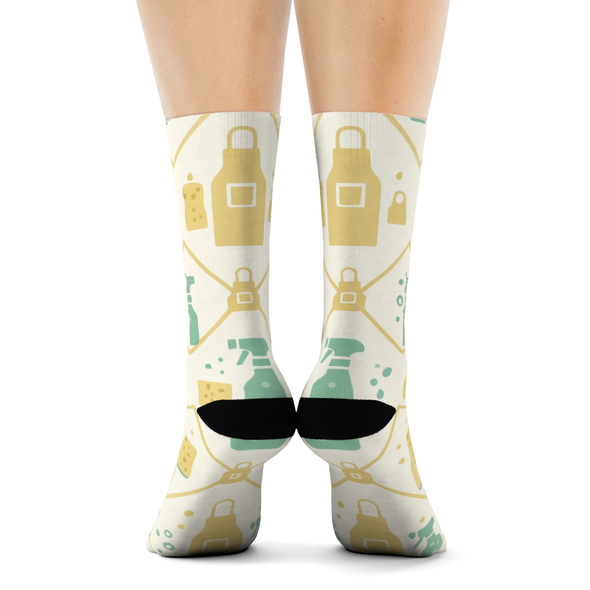 Sponges And Suds Housekeeper Lattice designer printed crew socks
