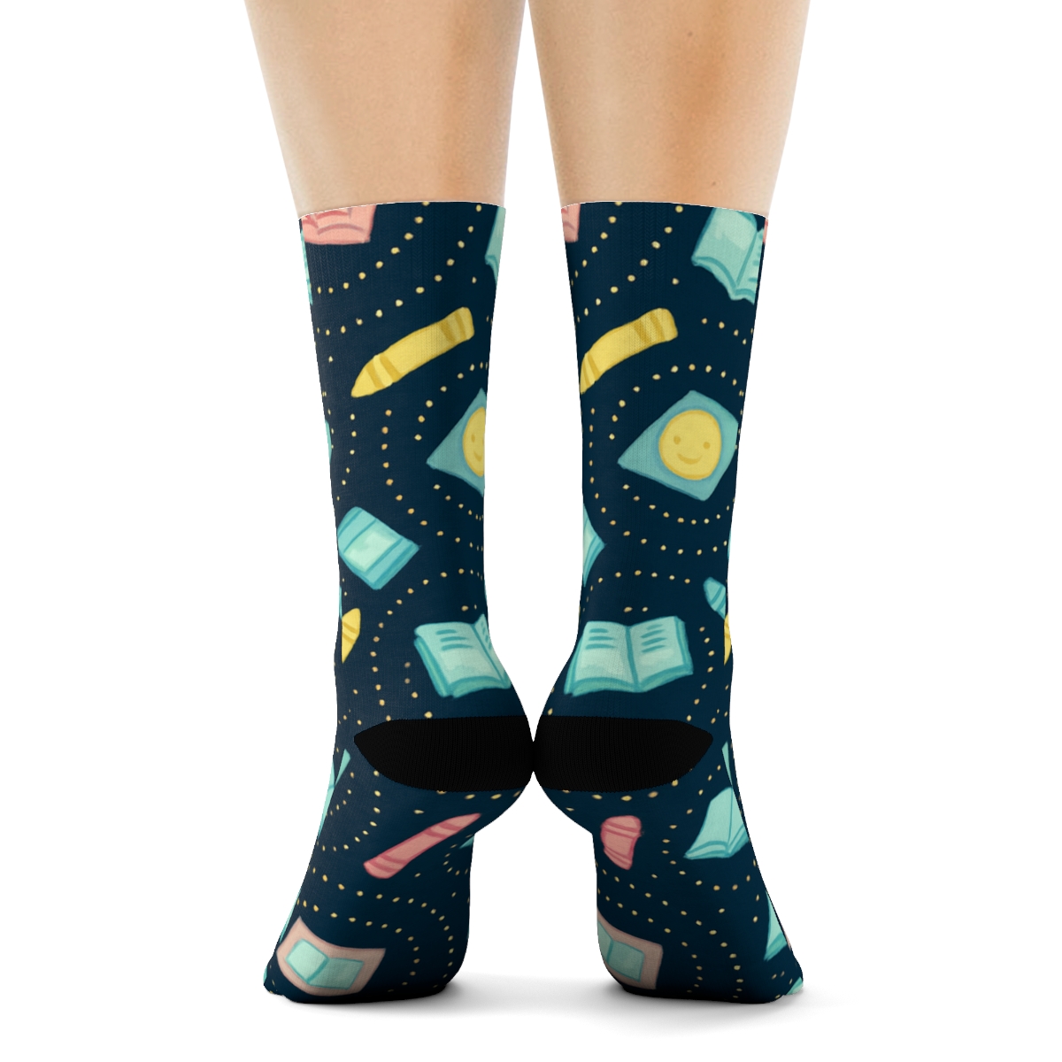Childcare Worker Crayon Orbit Repeat comfortable cotton crew socks