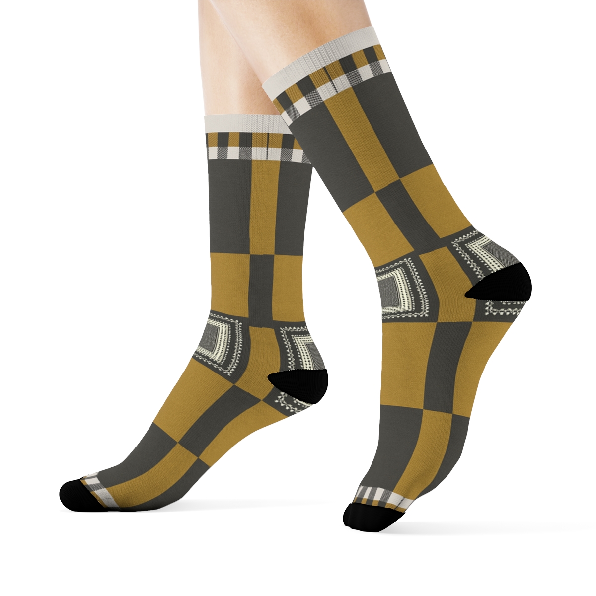 Large Block Check With Spotlight Square custom crew socks