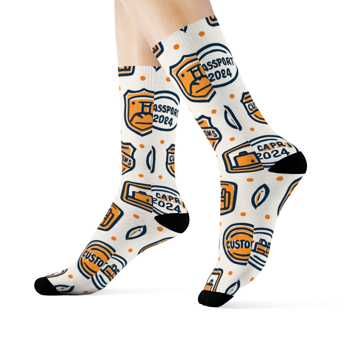 Customs Officer Badge Lattice designer printed crew socks