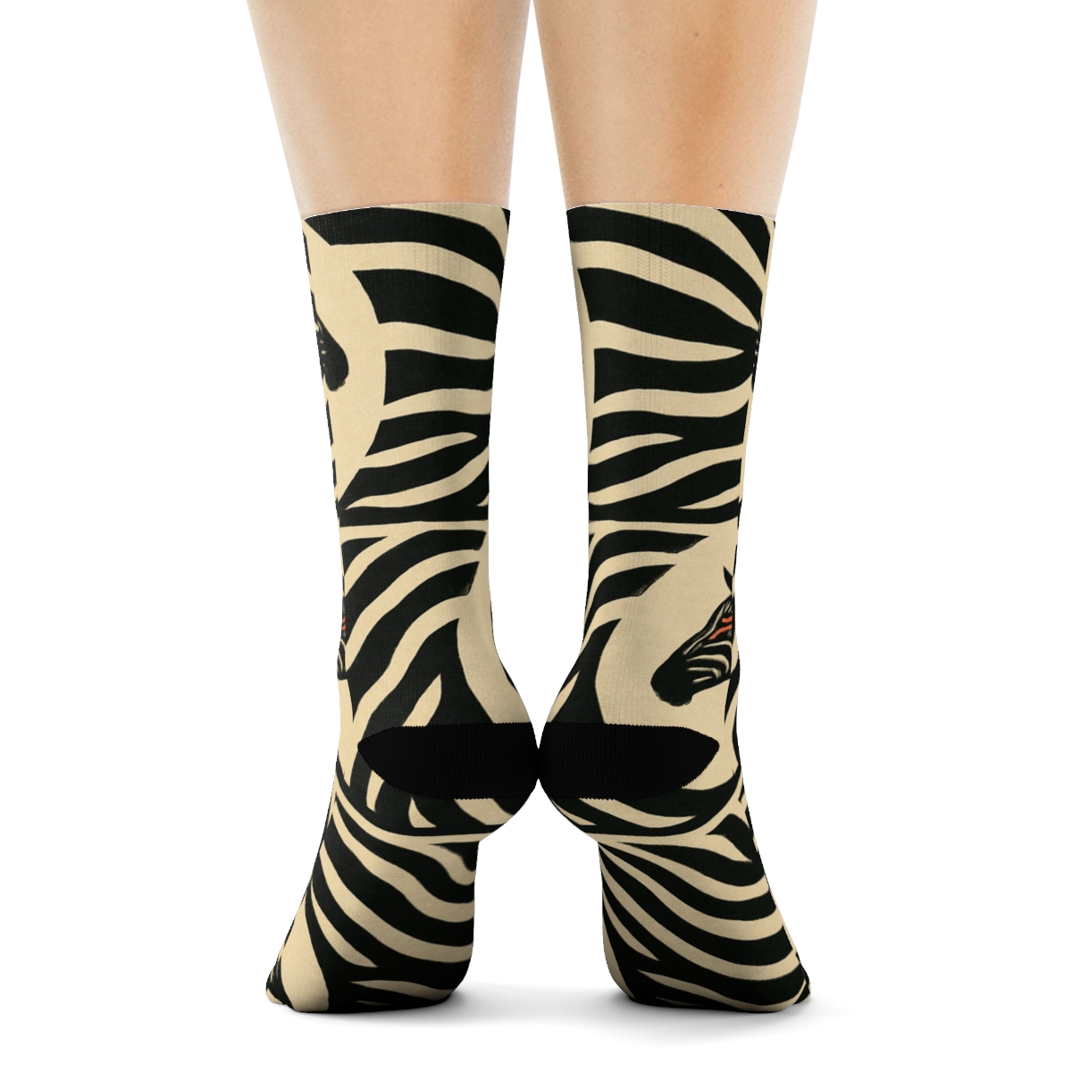 Zebra Silhouette Spotlight Bands comfortable cotton crew socks