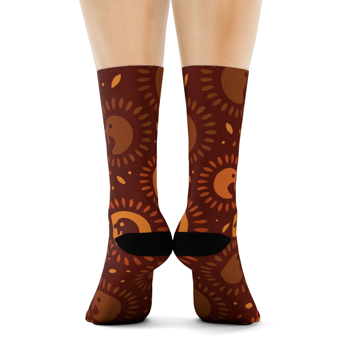 Harvest Crown Medallions With Turkey trendy patterned crew socks